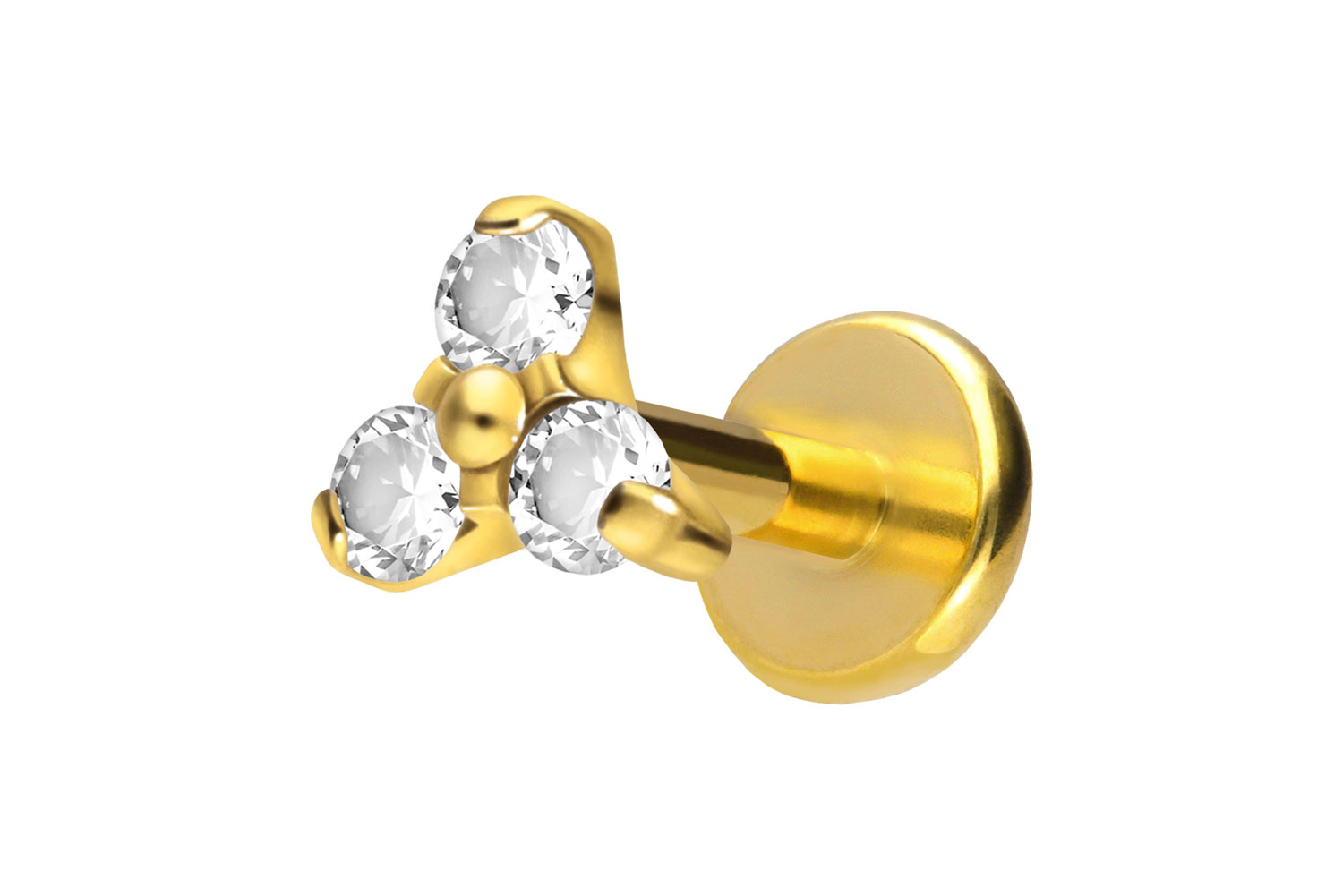 Titan Labret Piercing mit Push Fit KRISTALLBLUME